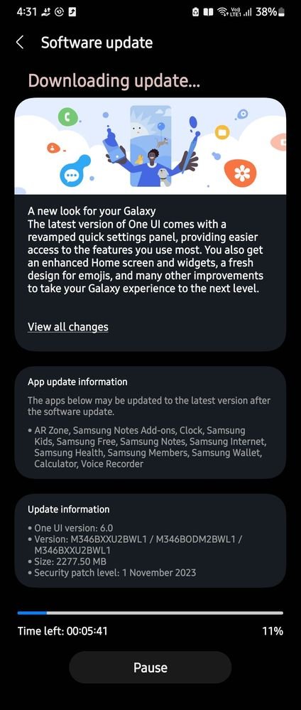 Galaxy M34 One UI Update