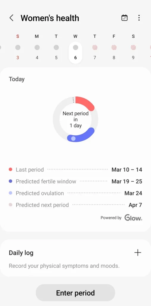 Galaxy Watch 4 Period Tracking