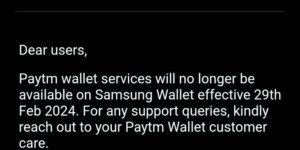 Samsung Wallet Discontinued Paytm Support